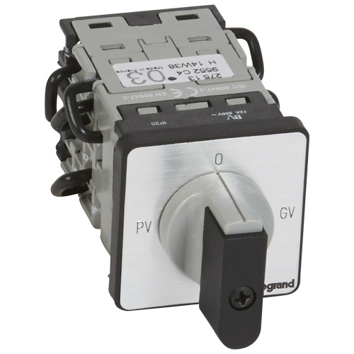 Переключатель трехфазного электродвигателя - на одно направление - PR 12 - PV-O-GV - 8 контактов - крепление на дверце | код 027513 |  Legrand